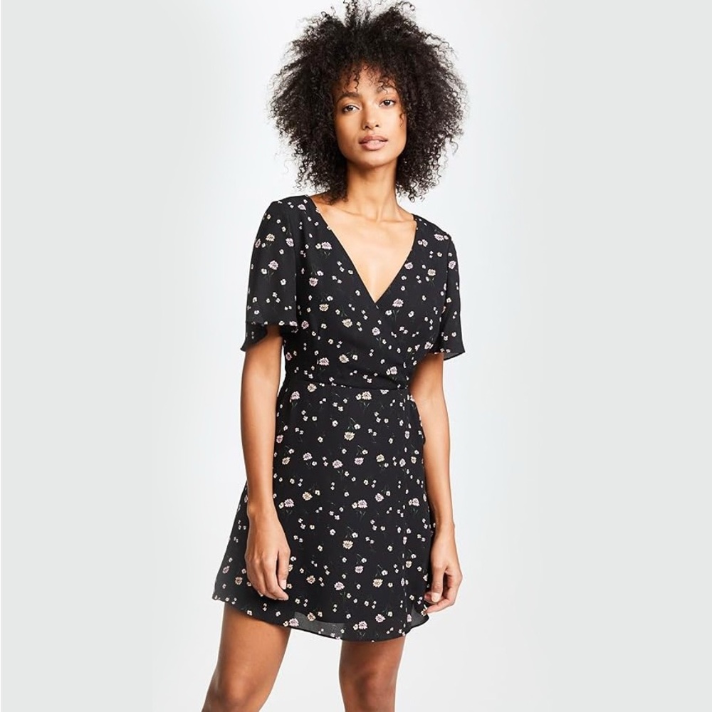 BB Dakota Black Lettie Floral Print Skater Dress